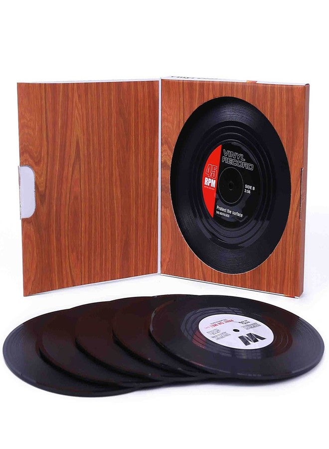 Ankzon Coasters for Drinks with Gift Box - Set of 6 Colorful Retro Vinyl Record Disk Coasters with Funny Labels-Prevent Furniture from Dirty and Scratched-4.2 Inch - Image 3